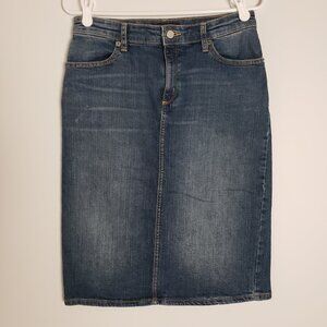Banana Republic Knee Length Denim Skirt Classic Straight Pencil Fit Blue 27/4